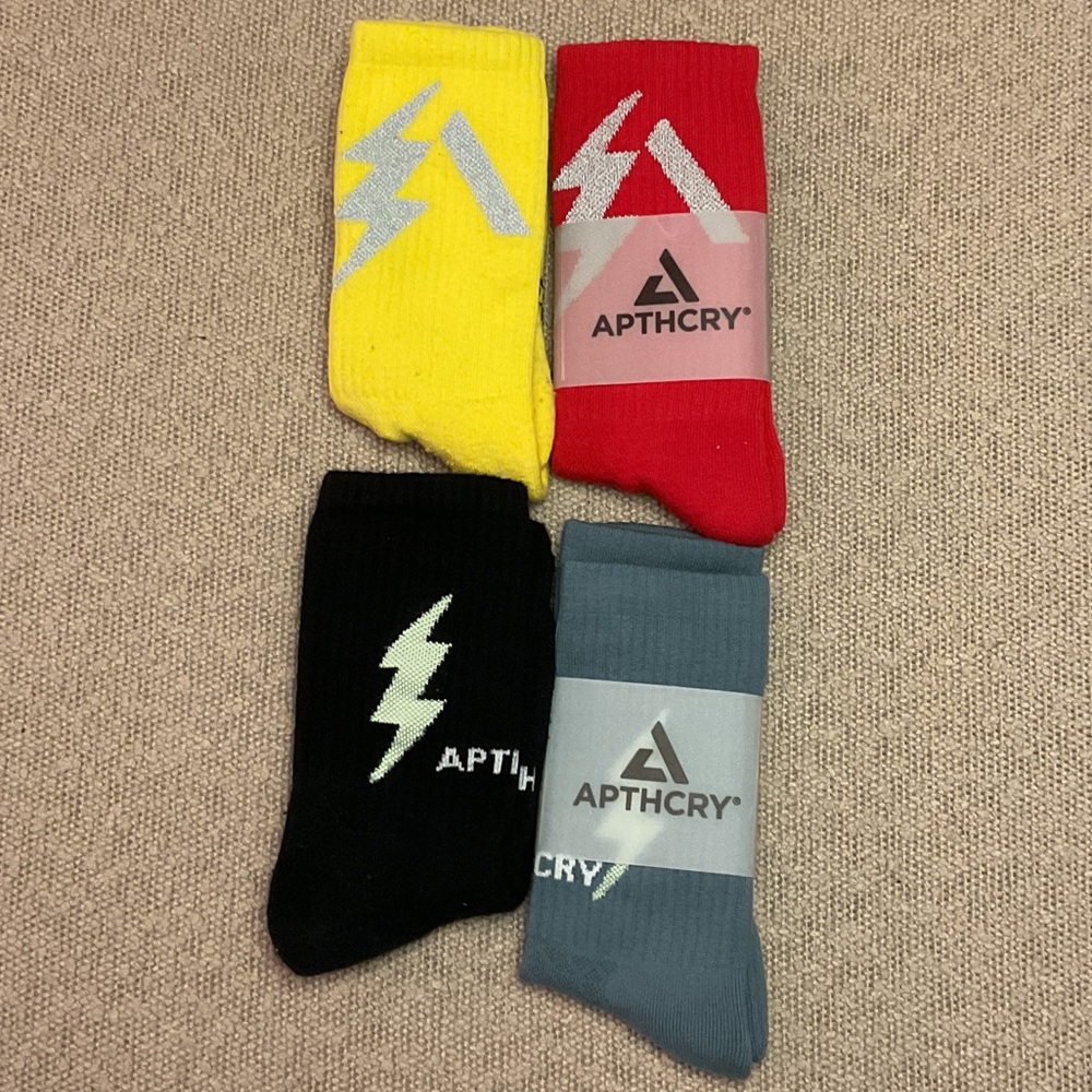 Men’s 4-Pack Crew Socks — Yellow, Red, Black, Gray